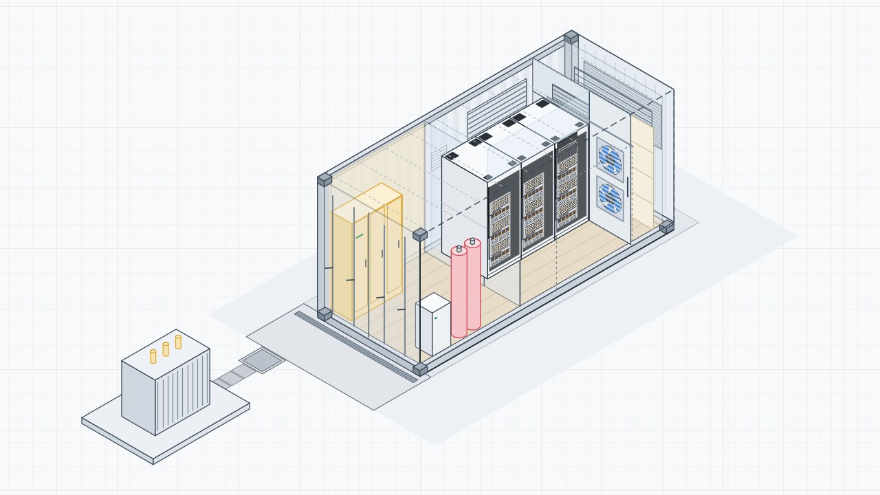 The schematic of a Snow AI Pod XS.
